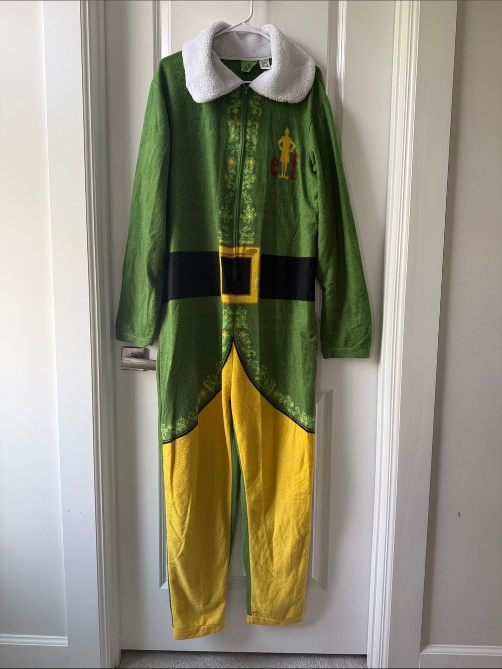 Elf Adult XL One-Piece zip-up Costume - Green & Yellow